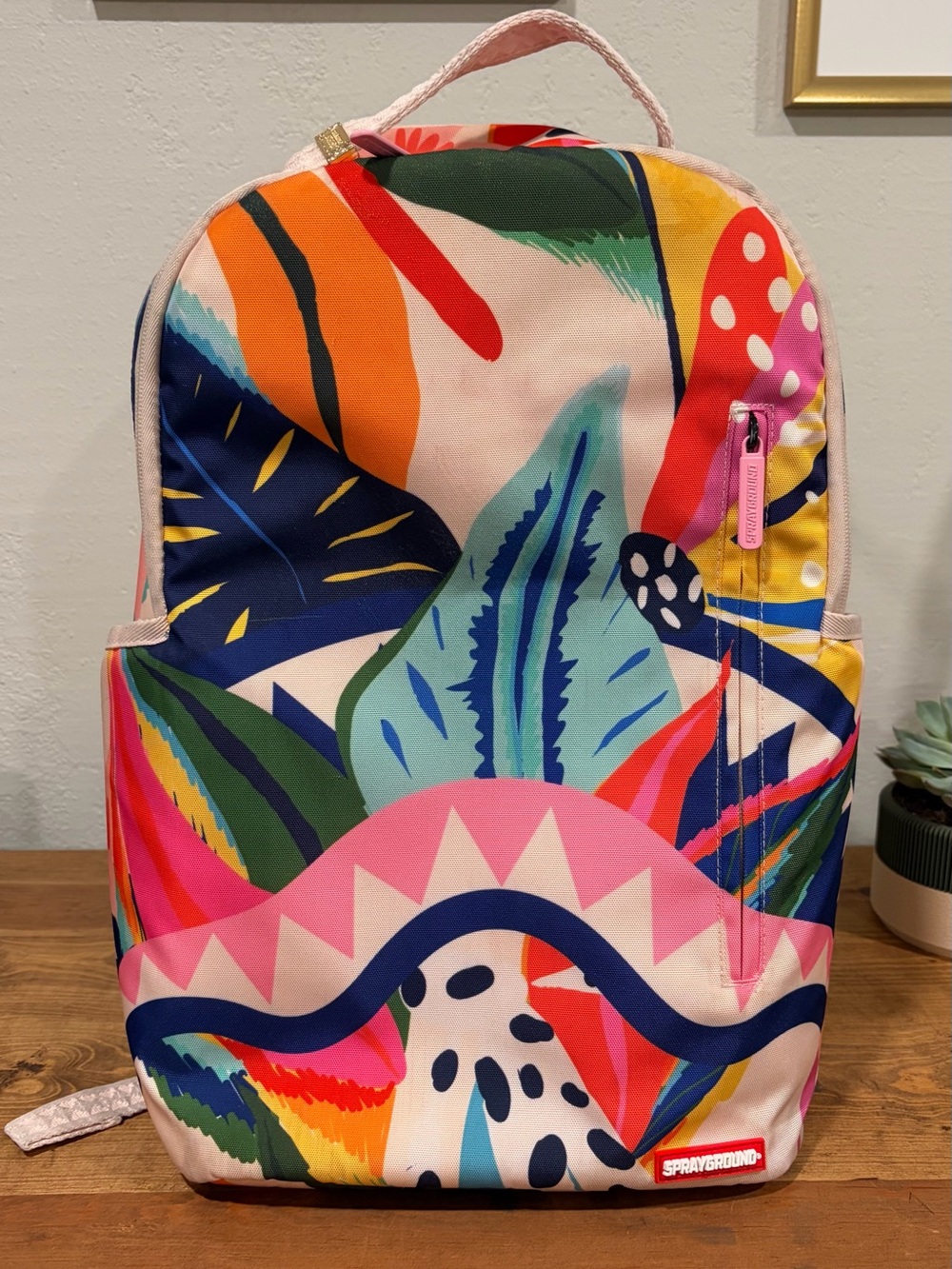Sprayground Multicolor Tropical Shark Bite Kids Backpack - Pink, Blue, Orange